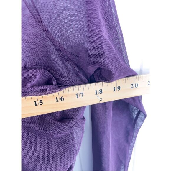 Mark Zunino Purple Mesh and Ruched Dress Size 16 - Picture 4 of 10